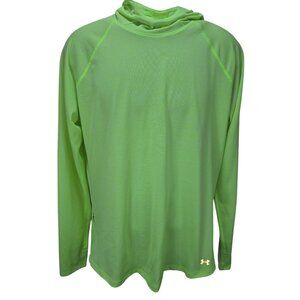 Under Armour Womens HeatGear Neon Green Lightweight Shirt Hoodie XL